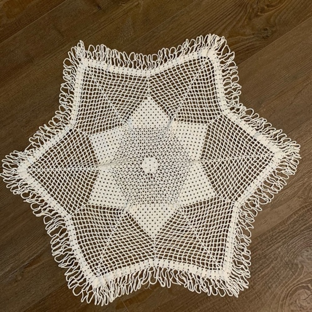 Cream Crochet Star Doily